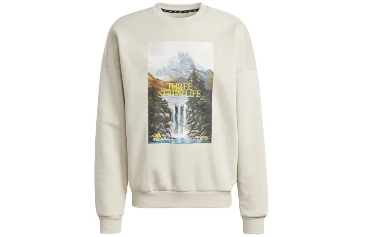 Adidas Sweatshirts Men's Beige Crew Neck Moderate Regular