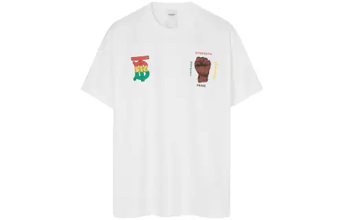 Burberry T Shirts Unisex White Crew Neck Moderate Straight Fit