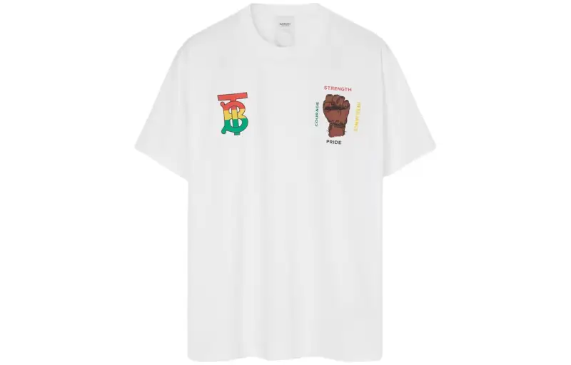 Burberry T Shirts Unisex White Crew Neck Moderate Straight Fit