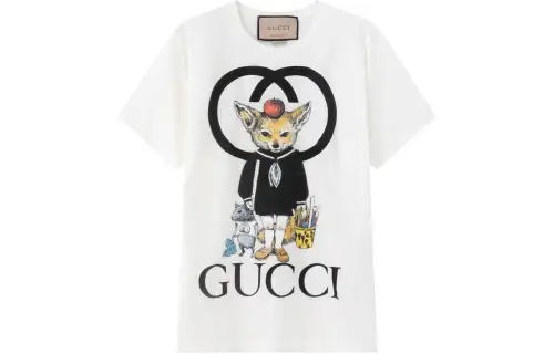 GUCCI T Shirts Unisex White Crew Neck Moderate Straight Fit