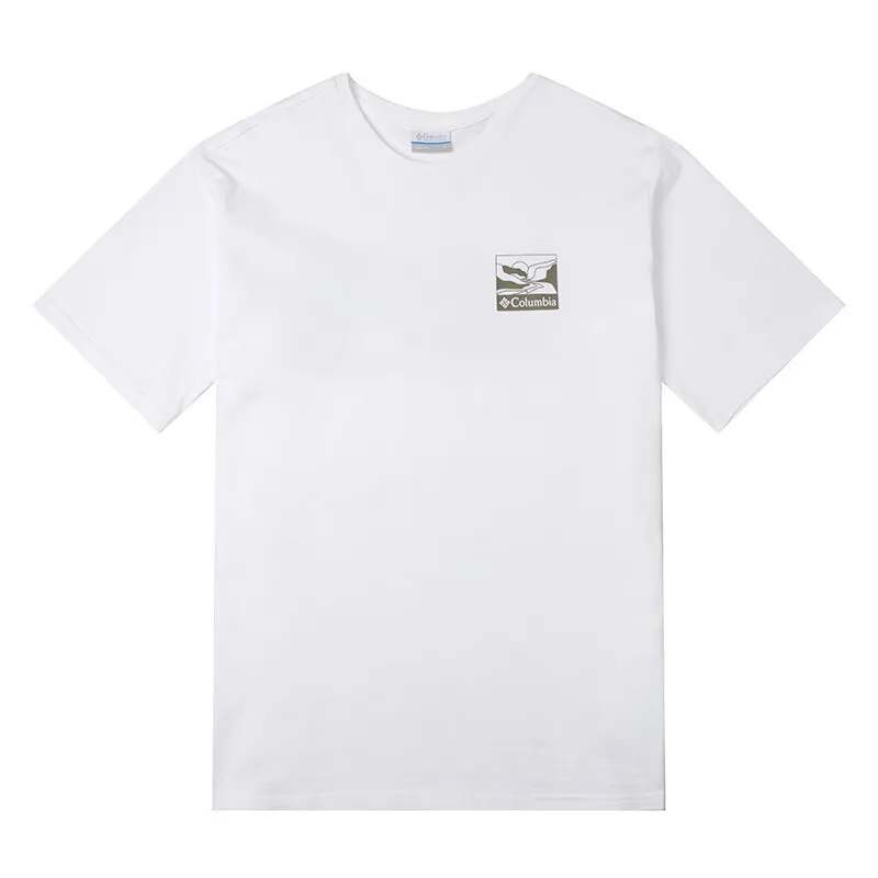 Columbia T-Shirts Men's White Crew Neck Moderate Straight Fit