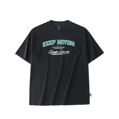 ANTA T Shirts Men's Black Crew Neck Moderate