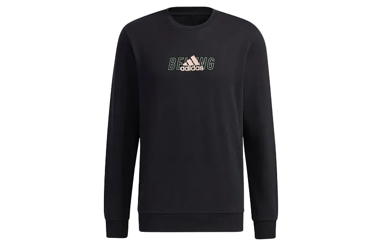 Adidas Sweatshirts Men's Black Crew Neck Moderate Straight Fit