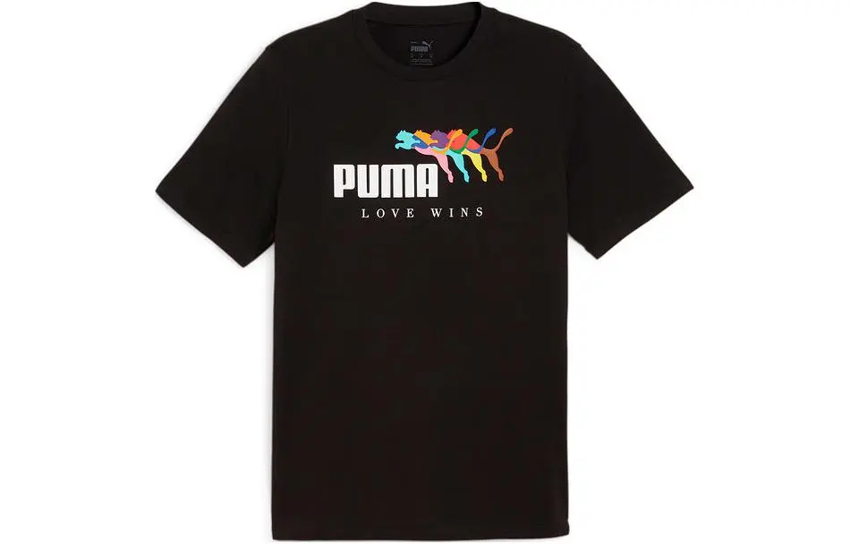PUMA ESS T-Shirts Men's Black Crew Neck Moderate