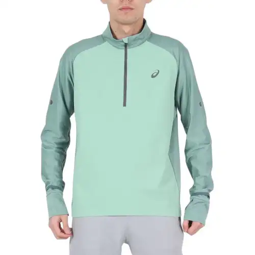 ASICS T Shirts Men's Green Stand Collar