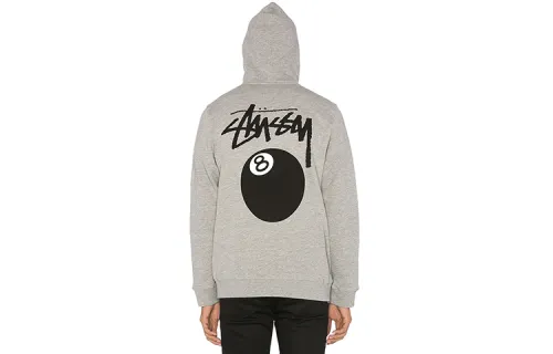 Stussy Sweatshirts Men's Gray Hooded Moderate Regular