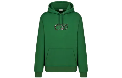 DIOR Quarterly New Products Sweatshirts Men's Green Hooded Moderate Regular