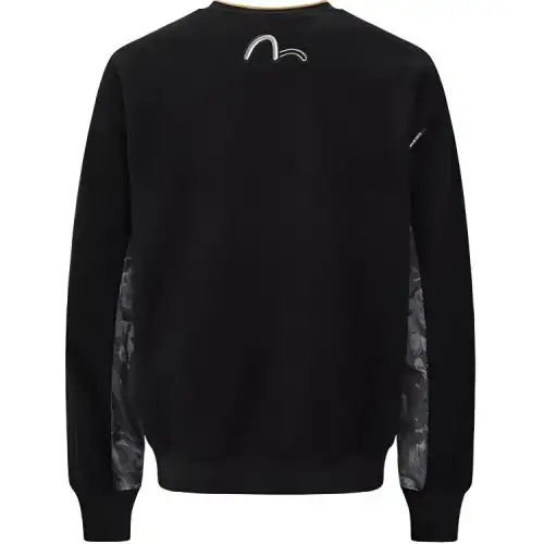 EVISU Sweatshirts Men's Black Crew Neck Moderate Regular