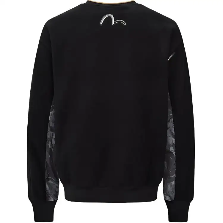 EVISU Sweatshirts Men's Black Crew Neck Moderate Regular