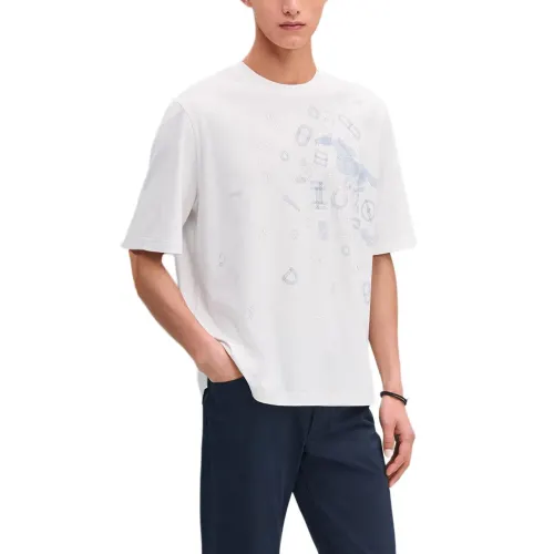 HERMES T Shirts Men's White Crew Neck Moderate