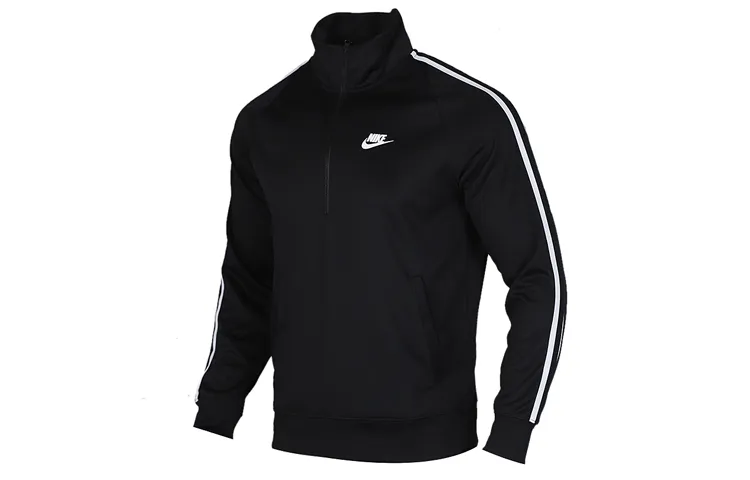 Nike Sweatshirts Men's Black Stand Collar Moderate Regular