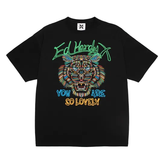 ED HARDY X Drop Shoulder Sleeve T-Shirt Unisex Multicolor