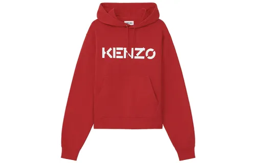KENZO Letter Logo Sweatshirts Men's Red Hooded Moderate Regular