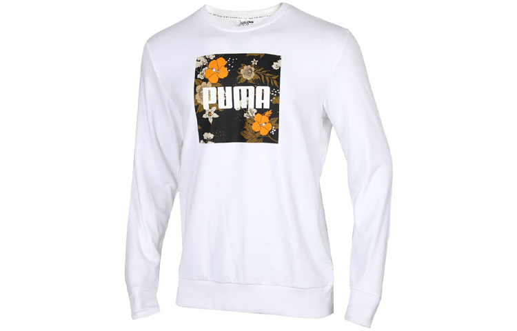 PUMA Sweatshirts Men's White Crew Neck Moderate Regular