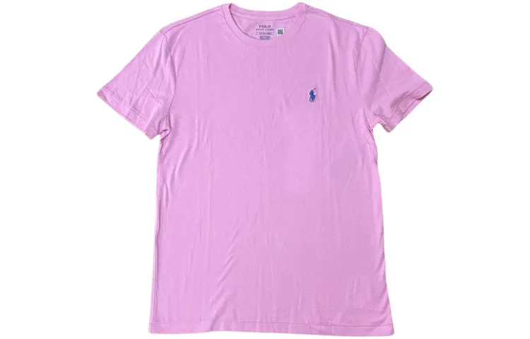 Polo Ralph Lauren Solid Color Pony Embroidery Crew Neck Casual Short Sleeved Shirt FW23 T Shirt Men's Pink