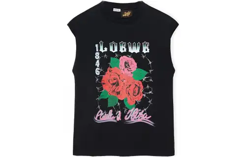 LOEWE T Shirts Men's Black Crew Neck Moderate Straight Fit
