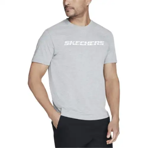 Skechers Strikethrough T Shirt Men's Light Gray