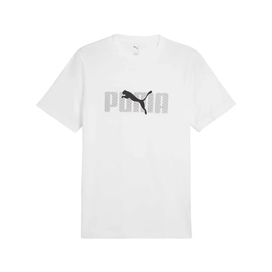 PUMA T Shirts Men's White Crew Neck Moderate Straight Fit