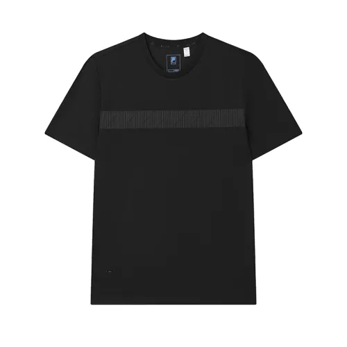 FILA T Shirts Men's Jet Black BK Crew Neck Moderate Straight Fit