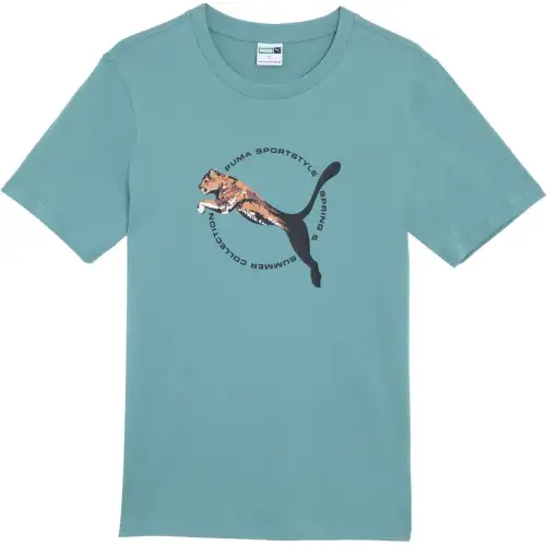 PUMA REAL CAT SS24 T Shirt Men's Gray Blue