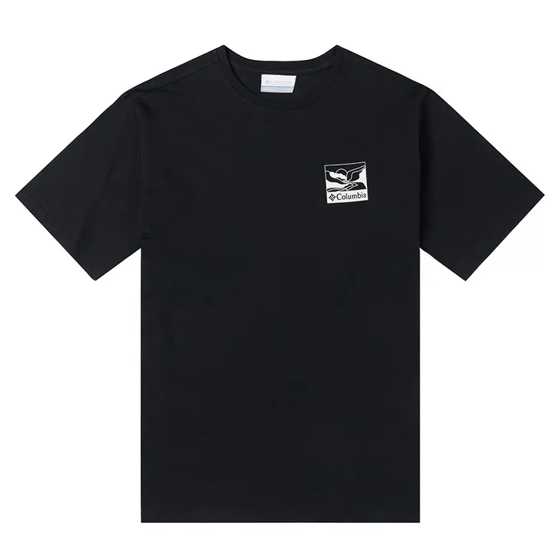 Columbia T-Shirts Men's Black Crew Neck Moderate Straight Fit