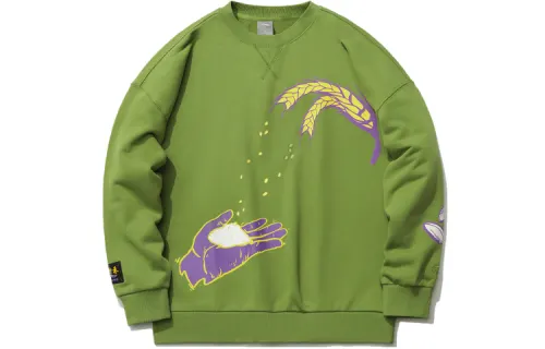 Li Ning Sports Fashion Collection Sweatshirts Men's Green Crew Neck Moderate Regular