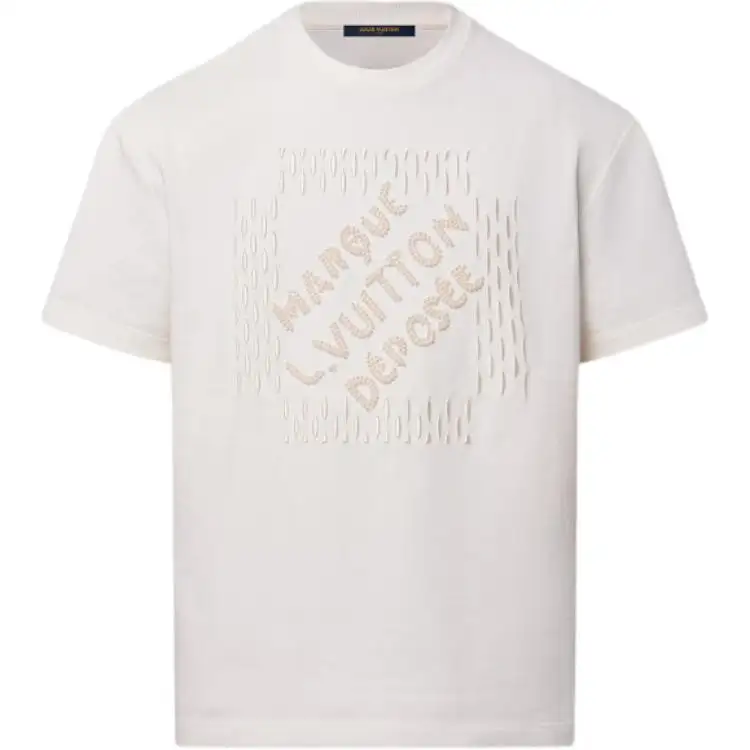 LOUIS VUITTON Embroidered Signature Cotton T Shirt