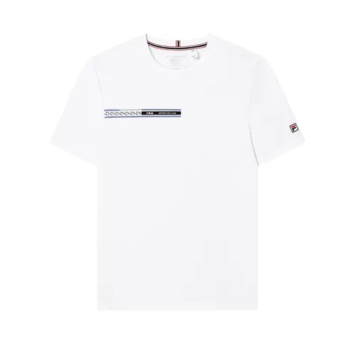 FILA T Shirts Men's Standard White Crew Neck Moderate Straight Fit