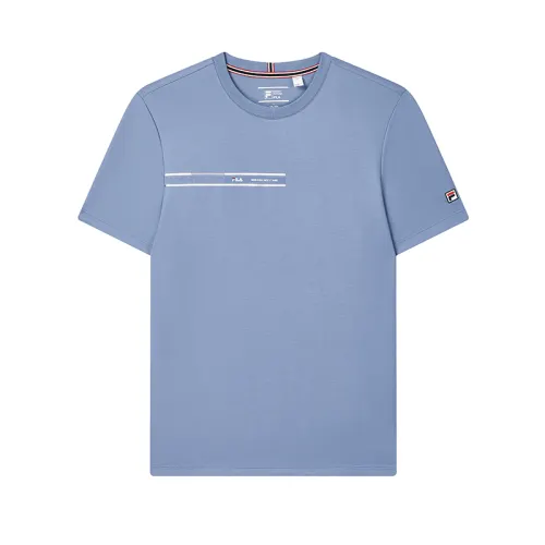FILA T Shirts Men's Tunnel Matte Blue Crew Neck Moderate Straight Fit