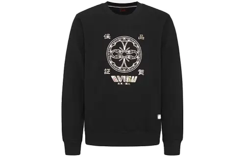EVISU Sweatshirts Unisex Black Crew Neck Moderate Regular