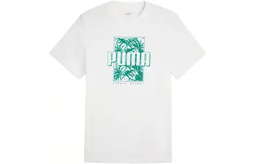 PUMA T Shirts Men's White Crew Neck Moderate