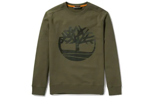 Timberland Sweatshirts Men's Army Green Crew Neck Moderate Regular