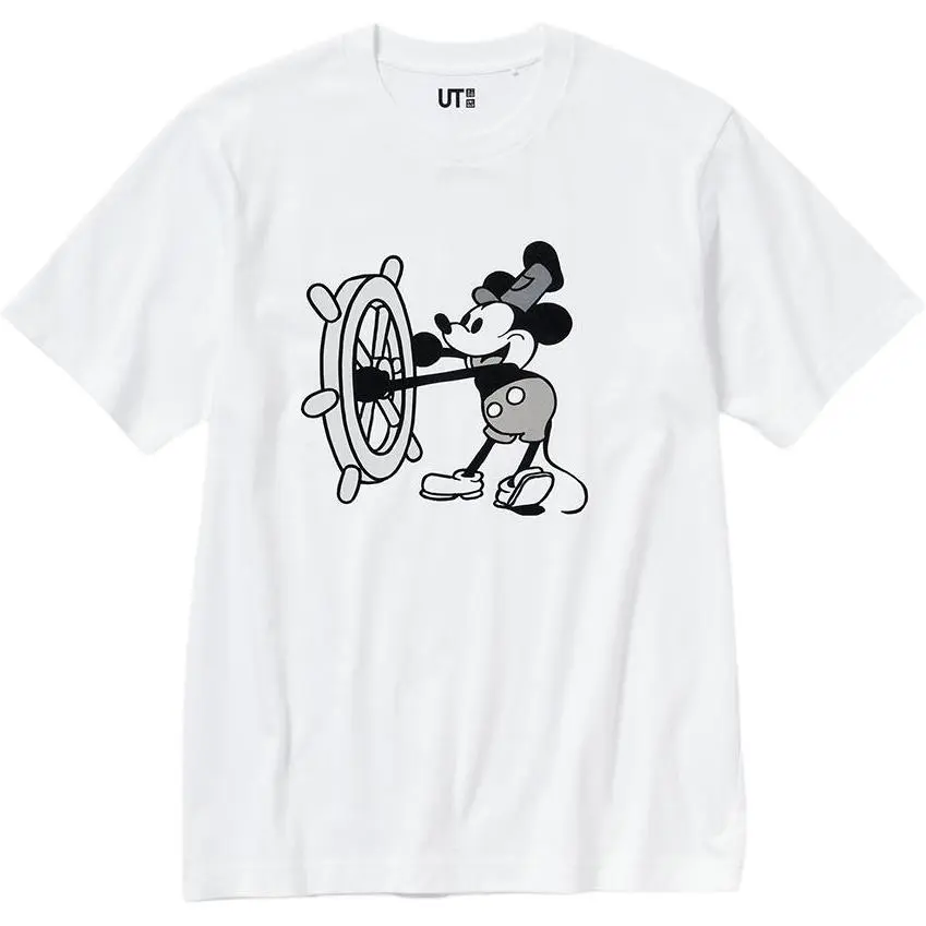UNIQLO T Shirts Unisex White Crew Neck Moderate Straight Fit