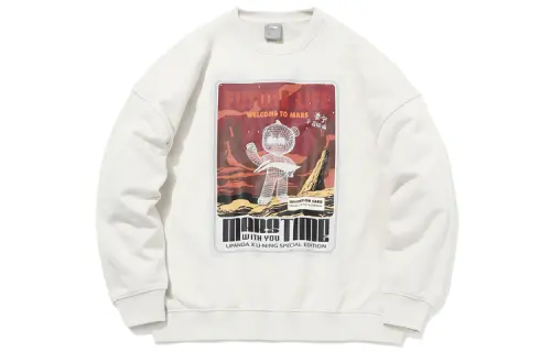 Li Ning Sweatshirts Men's White Crew Neck Moderate Regular