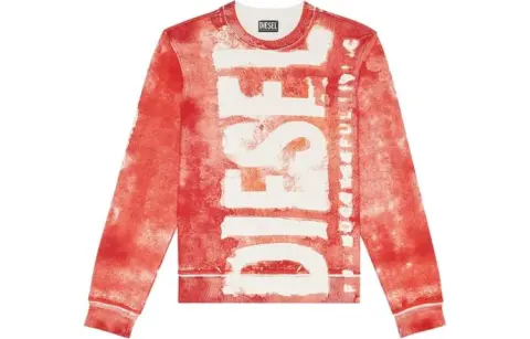 DIESEL Sweatshirts Men's Red Crew Neck Moderate Straight Fit