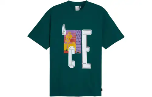 PUMA T Shirts Men's Green Crew Neck Moderate