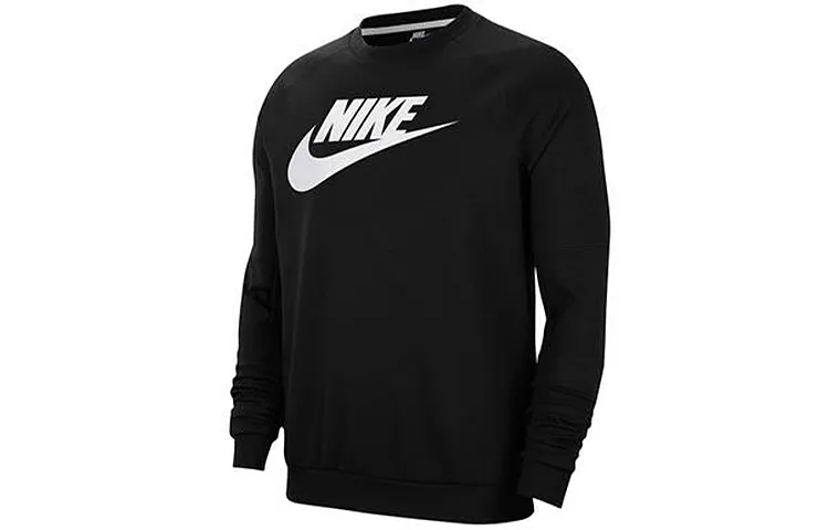 Nike Sweatshirts Men's Black Crew Neck Moderate Straight Fit