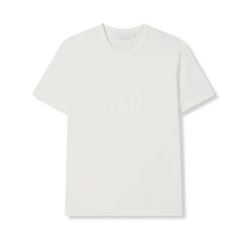FILA T Shirts Men's Cloud White Crew Neck Moderate Straight Fit
