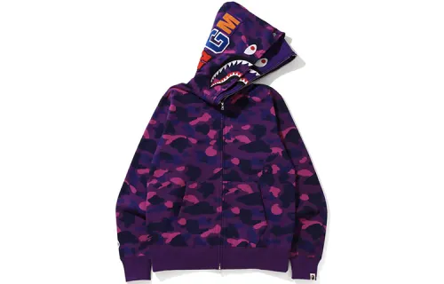 Bape Color Camo Shark Wide Full Zip Double Hoodie