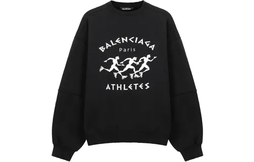 Balenciaga SS21 Crew Neck Loose Fit Heavyweight Sweatshirt Spring Fall Winter Men's Black