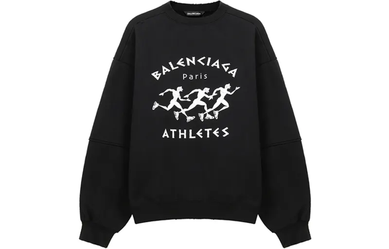 Balenciaga SS21 Crew Neck Loose Fit Heavyweight Sweatshirt Spring Fall Winter Men's Black