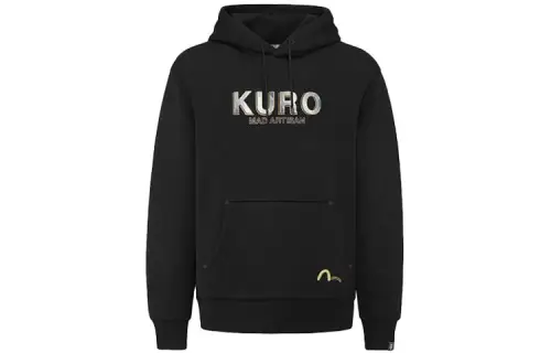 EVISU Sweatshirts Men's Black Hooded Moderate Regular