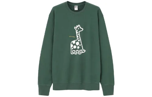 UNIQLO Sweatshirts Unisex Green Crew Neck Moderate Regular