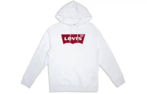 Levis Sweatshirts Men's White Hooded Moderate Regular
