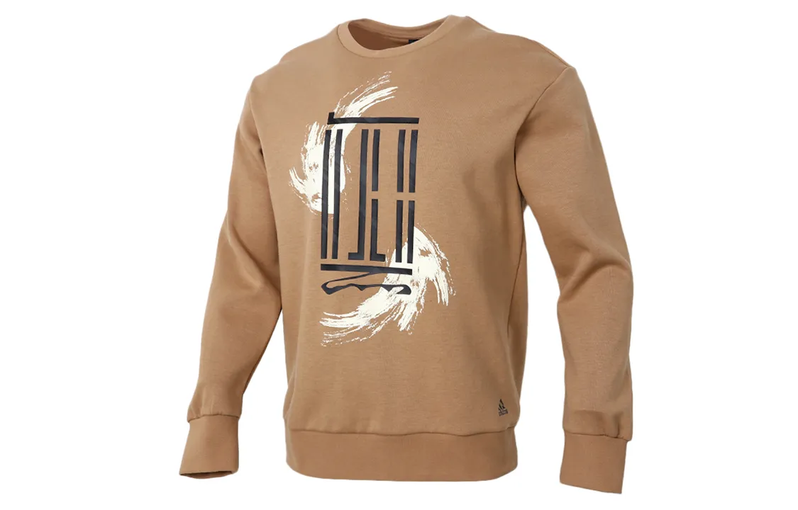 Adidas Sweatshirts Men's Yellow Cardboard Crew Neck Moderate Straight Fit