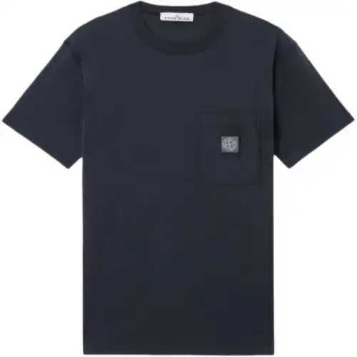 STONE ISLAND SS25 T Shirts Men's Navy Crew Neck Moderate Straight Fit
