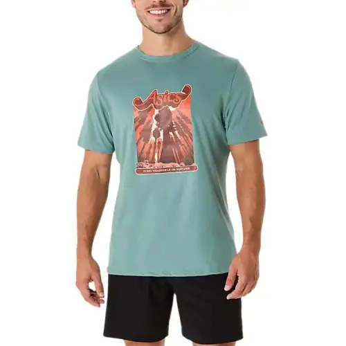 Asics UNISEX WANDER SHORT SLEEVE TEE T Shirt Unisex Celadon Heather