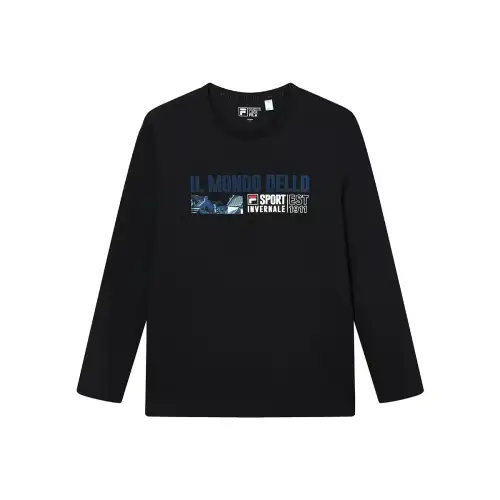 FILA T Shirts Men's Jet Black BK Crew Neck