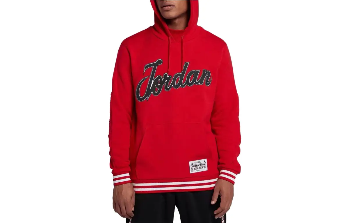 Jordan Sweatshirts Men's Red Hooded Moderate Straight Fit