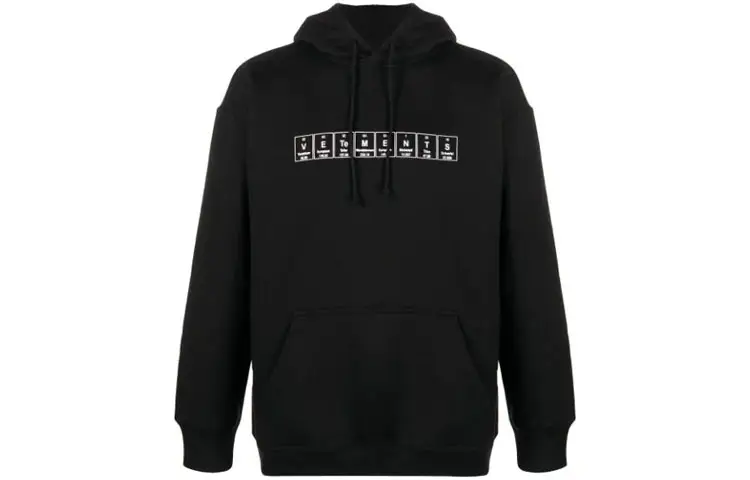 Vetements Sweatshirts Men's Black Hooded Moderate Regular